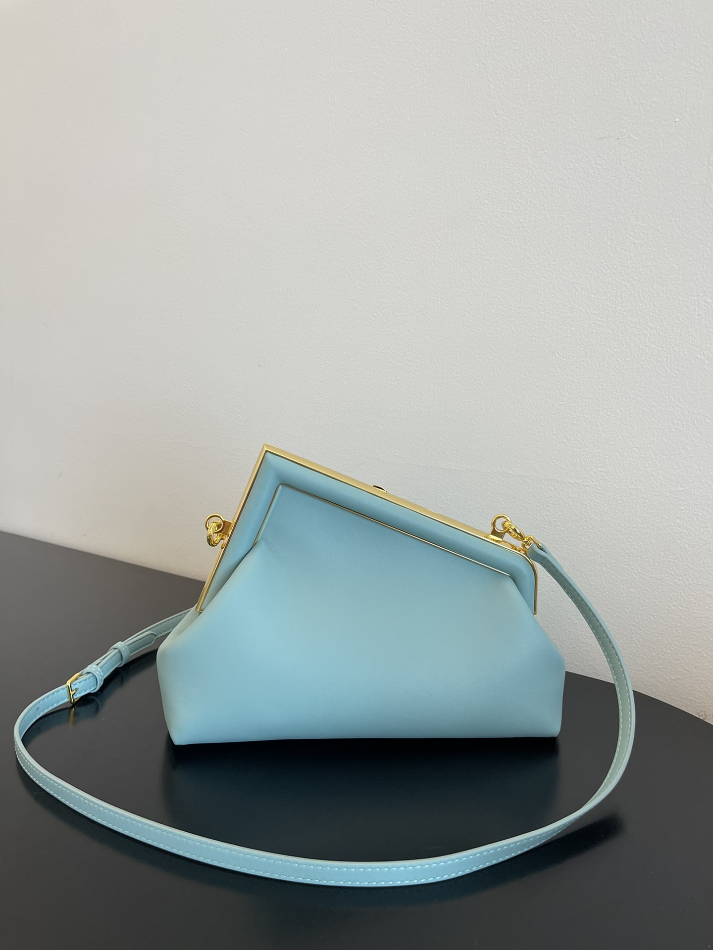 Fendi Small First Nappa Leather Shoulder Bag Sky Blue